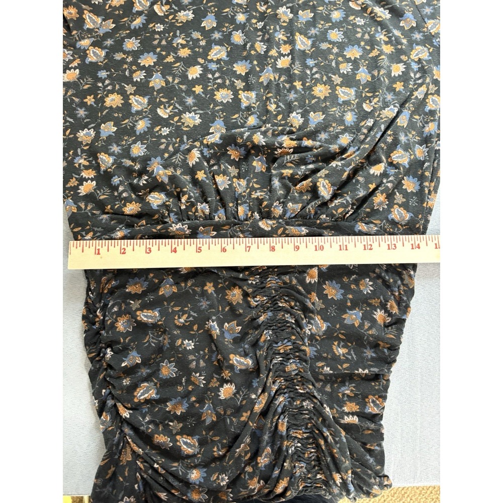 Evereve Womens Lorelai Ruched Bodycon Dress Sz Large Dark Romantic Boho Cottage - Picture 14 of 16